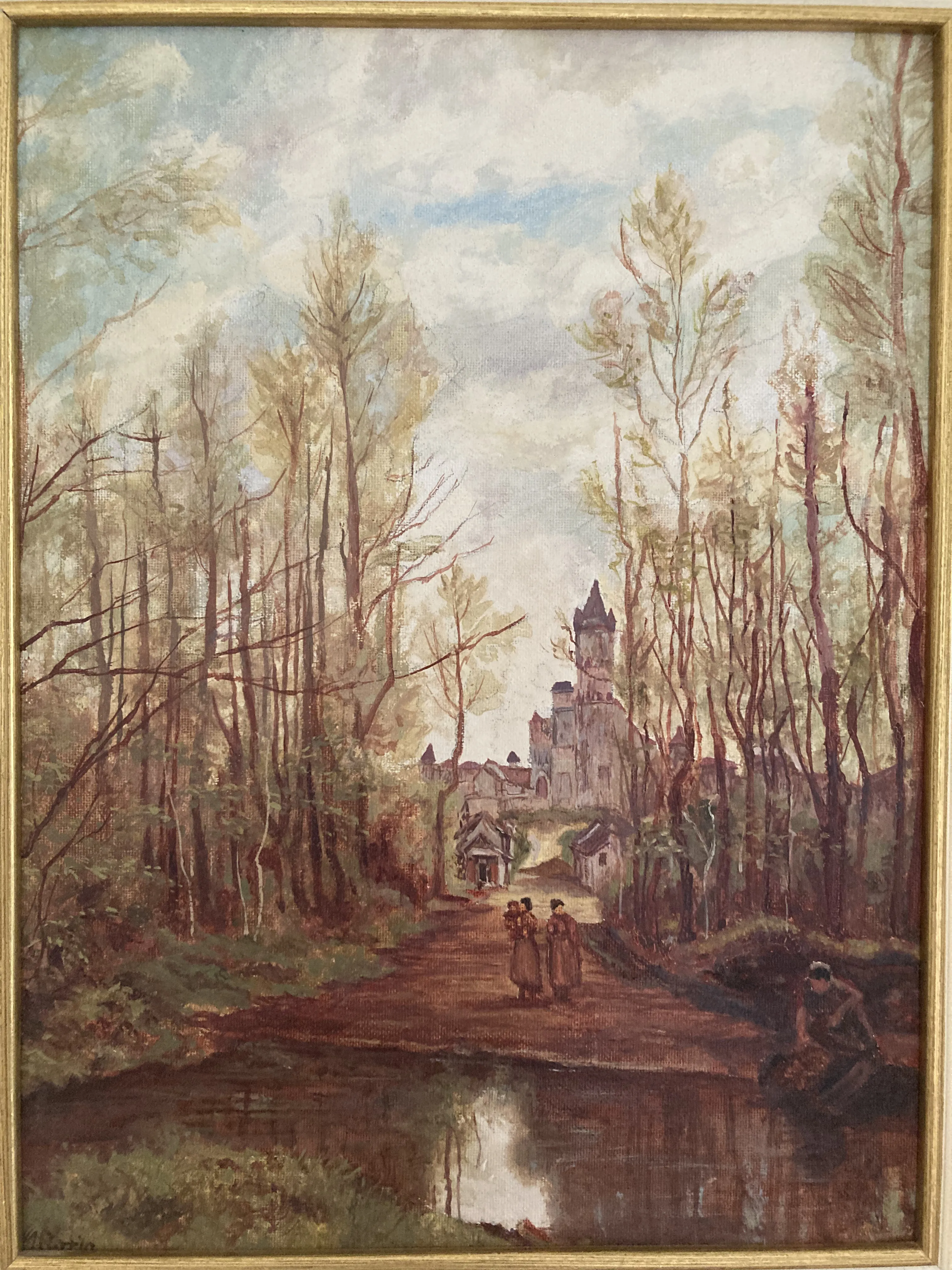 Peinture à l'huile représentant Une église (église de Marissel)