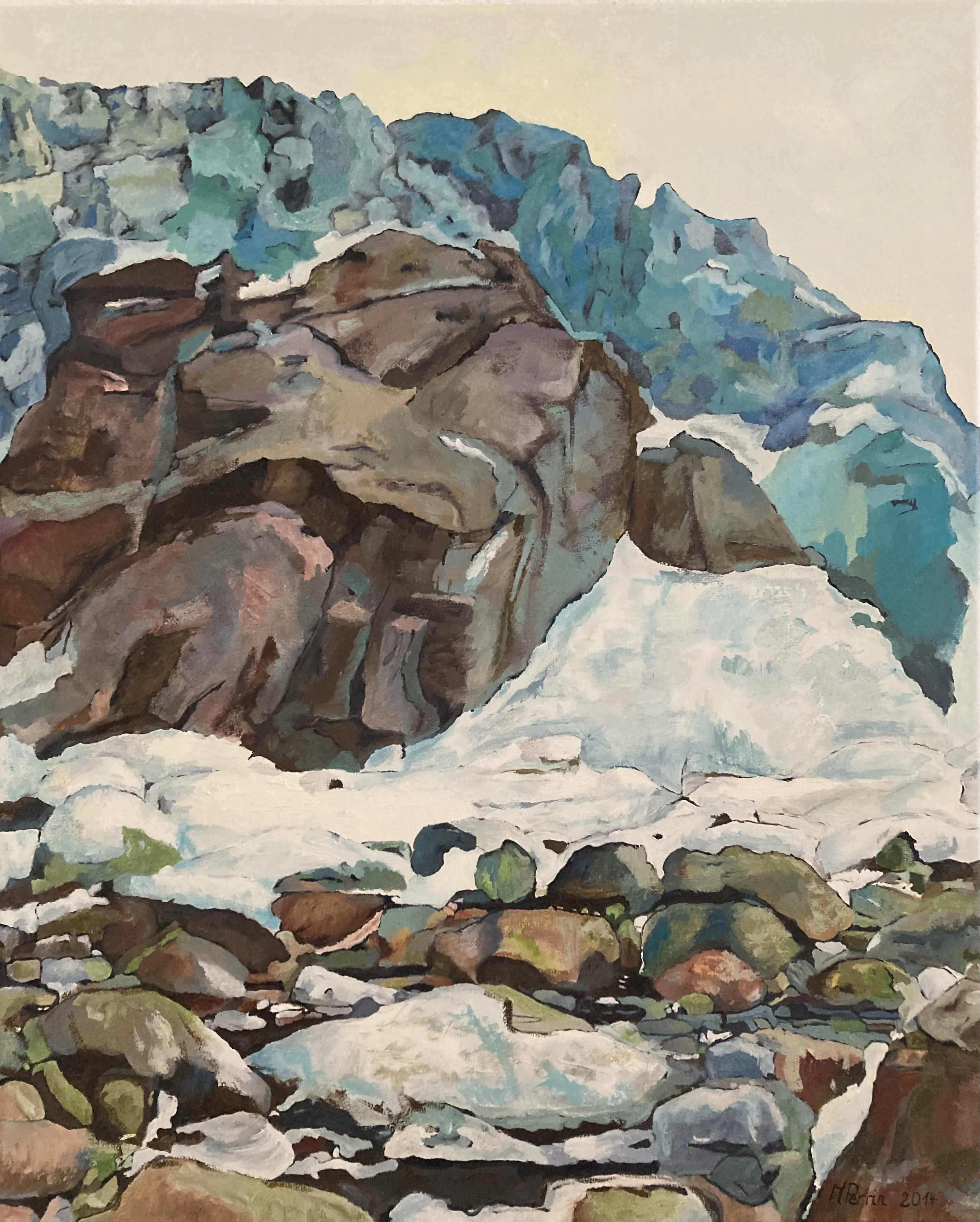 Peinture à l'huile représentant le glacier de Grindenwald